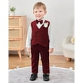 thumbnail image 2 of ZOEREA Toddler Baby Boy Clothes Suit Gentleman Wedding Outfits, Formal Dress Shirt+Bowtie+Vest+Boutonniere+Suspender Pants, 2 of 13