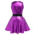 thumbnail image 3 of IBTOM CASTLE Women's Shiny Metallic Dress Sexy Sleeveless Mini Skater Dress Holographic Party Rave Dance Clubwear Anime Cosplay Halloween Clothes M Purple, 3 of 8