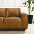 thumbnail image 6 of Bannerman Mid Century Modern Furniture Style Living Room Leather Sofa in Tan, 6 of 7