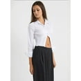 thumbnail image 3 of Corset Belt Long Sleeve Cropped Shirt, 3 of 5
