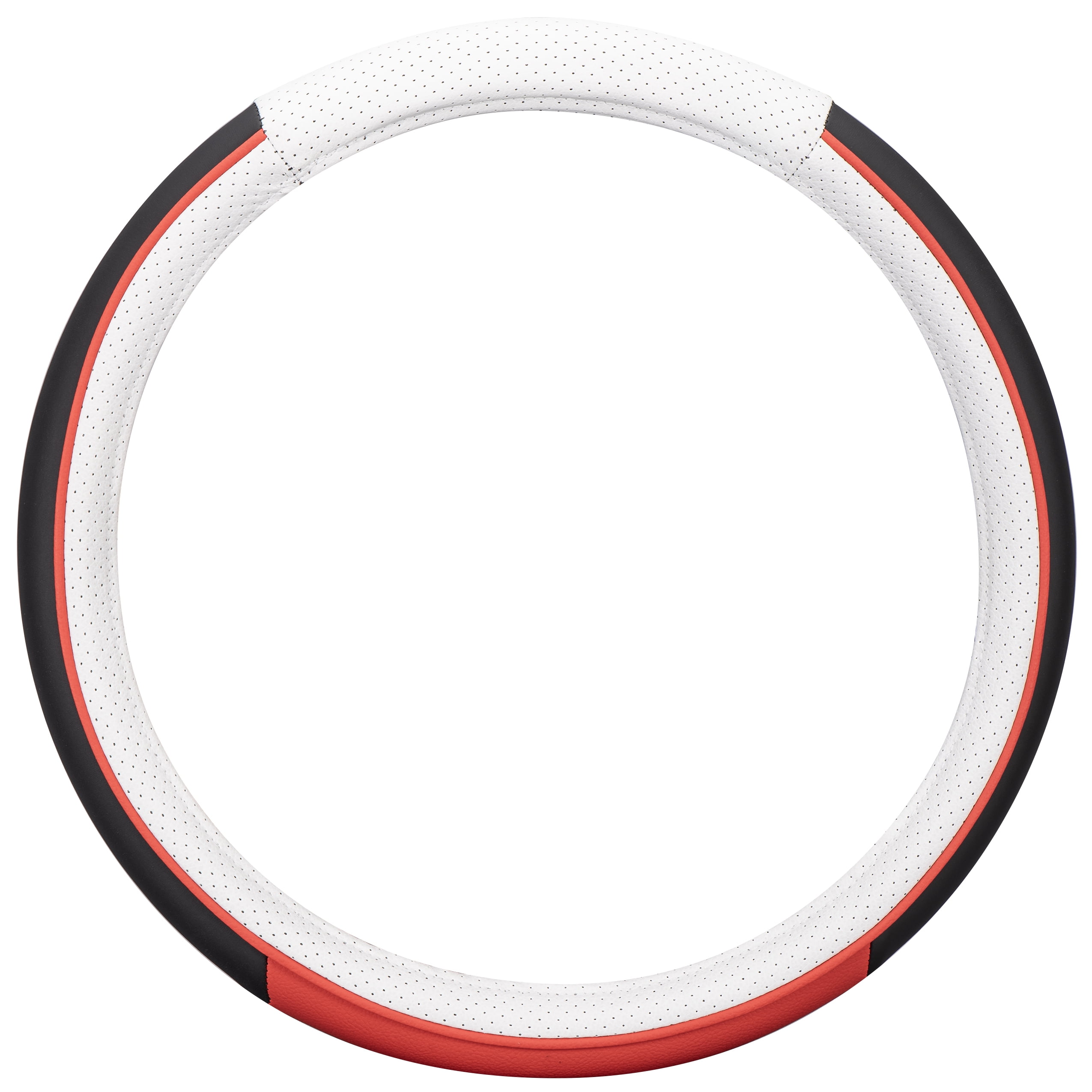 Auto Drive Sport Red Faux Leather Universal Steering Wheel Cover