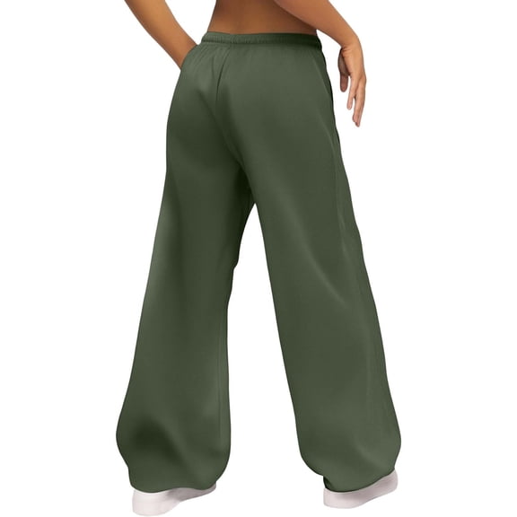 Bibifish Womens Pants Solid Color Drawstring Elastic Waist Sweatpants With Side Pockets Wide Leg Baggy Cozy Pants Cute Sports Outdoor Activities Pants