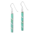 thumbnail image 5 of Classy Modern Sterling Silver Tube Simulated Green Turquoise Dangle Earrings, 5 of 5