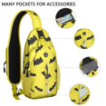 thumbnail image 2 of Sling Backpack,Yellow Halloween Bats Crossbody Bag with Water Bottle Holder,Waterproof Sling Bag for Men/Women with Chest Phone Holder for Hiking,Travel, 2 of 6