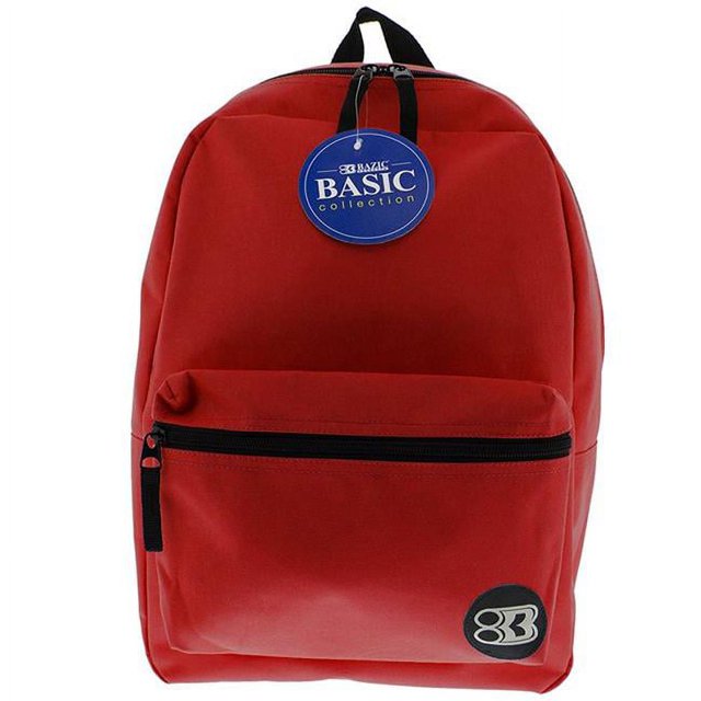 Bazic Products BAZ1032-2 16 in. Red Basic Collection Backpack - 2 Each