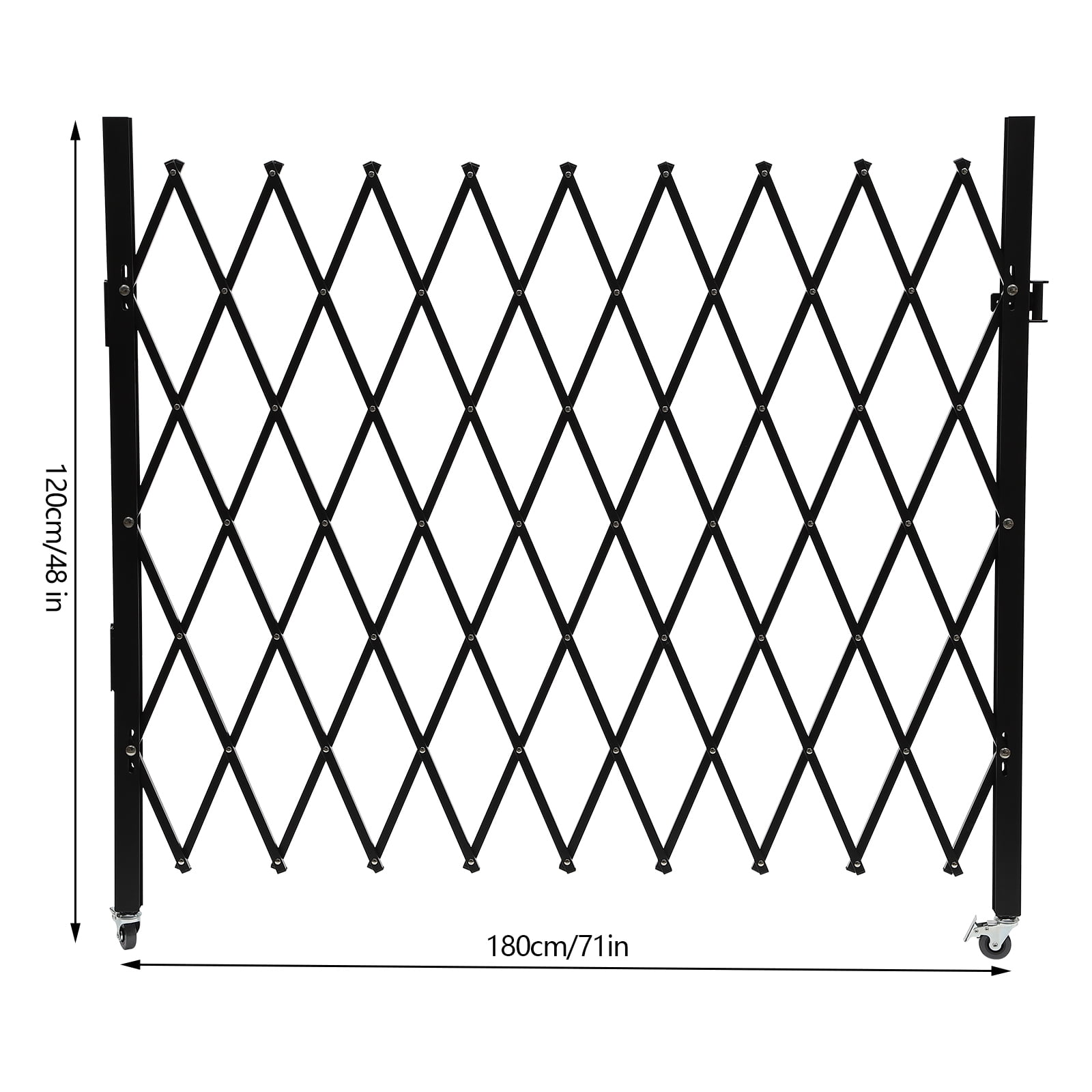 Miumaeov Single Folding Security Gate, 48" H x 71" W Folding Door Gate, Iron Accordion Security Gate, Flexible Expanding Security Gate,  Rolling Barricade Gate, Scissor Gate or Door with Padlock