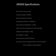 Aune AR5000 Full-Size Open-Back Headphones with MLD Driver, Dynamic Driver, Detachable Cable, Over-Ear HiFi Hi-Res Audiophile Headphones for HiFi System, Home Audio, DAP