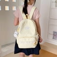 thumbnail image 5 of Sweet Polka Dot Backpacks Large Capacity Cute Lace Trim Backpack Soft Nylon Schoolbag Outdoor Travel Trip Backpack (Yellow), 5 of 11