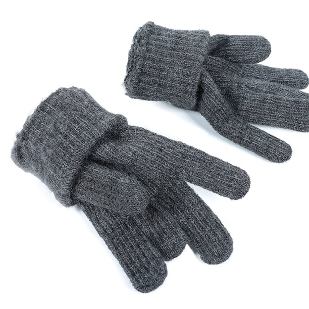 Guantes de invierno de punto de medio dedo unisex de color sólido con tapa y dedos cálidos para mujer, manoplas de poliéster