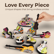 CRAFTHUB Guitar Wooden Puzzle for Adults - Wooden Jigsaw Puzzle for Ages 13+, Size: 10x11