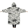 thumbnail image 2 of Oversized Wearable Blanket Hoodie,Dinosaurs Jurassic Text Pattern Sherpa Blanket Hoodie with Super Pockets,Super Warm Fuzzy Pullover for Women & Men, 2 of 6