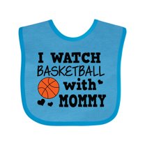 Inktastic I Watch Basketball with Mommy Boys Baby Bib