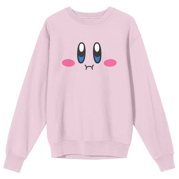 Kirby Full Big Face Crew Neck Long Sleeve Cradle Pink Men's Sweatshirt-XXL