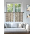 thumbnail image 4 of Sheer Curtains 45 Inch Length 2 Panels Set for Kitchen, Vintage Boho Semi Sheer Curtains for Windows, Abstract Retro Geometric Striped Beige Voile Window Treatments Rod Pocket Curtain, 4 of 7