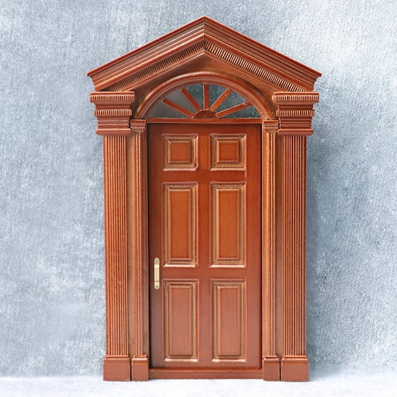 Greenadscape Dollhouse Vintage Door Wood Decoration Light Brown DIY Hobbyists 1Set