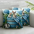 thumbnail image 3 of JEUXUS Cute Bunny Blue Flowers Picture Short Plush Pillowcase for Home Decor White, 3 of 5