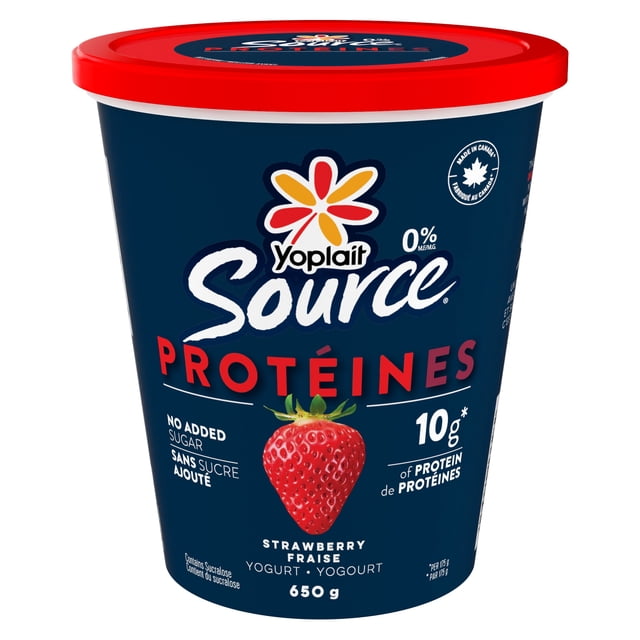 Yoplait Source Protéines Yogourt 0%, Fraise, 650g