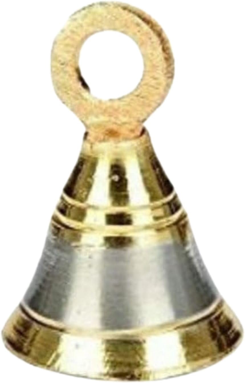 1.5 Inch Handicrafts Brass Pooja Bell with J Hook Decorative Gift Set of 12 for Home & Office, Golden
