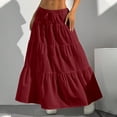 thumbnail image 2 of Fgnfyis Women's Loose A-Line Skirt with Fashion Elastic Waist and Tie Belt for a Comfortable and Stylish Ensemble Red L, 2 of 6