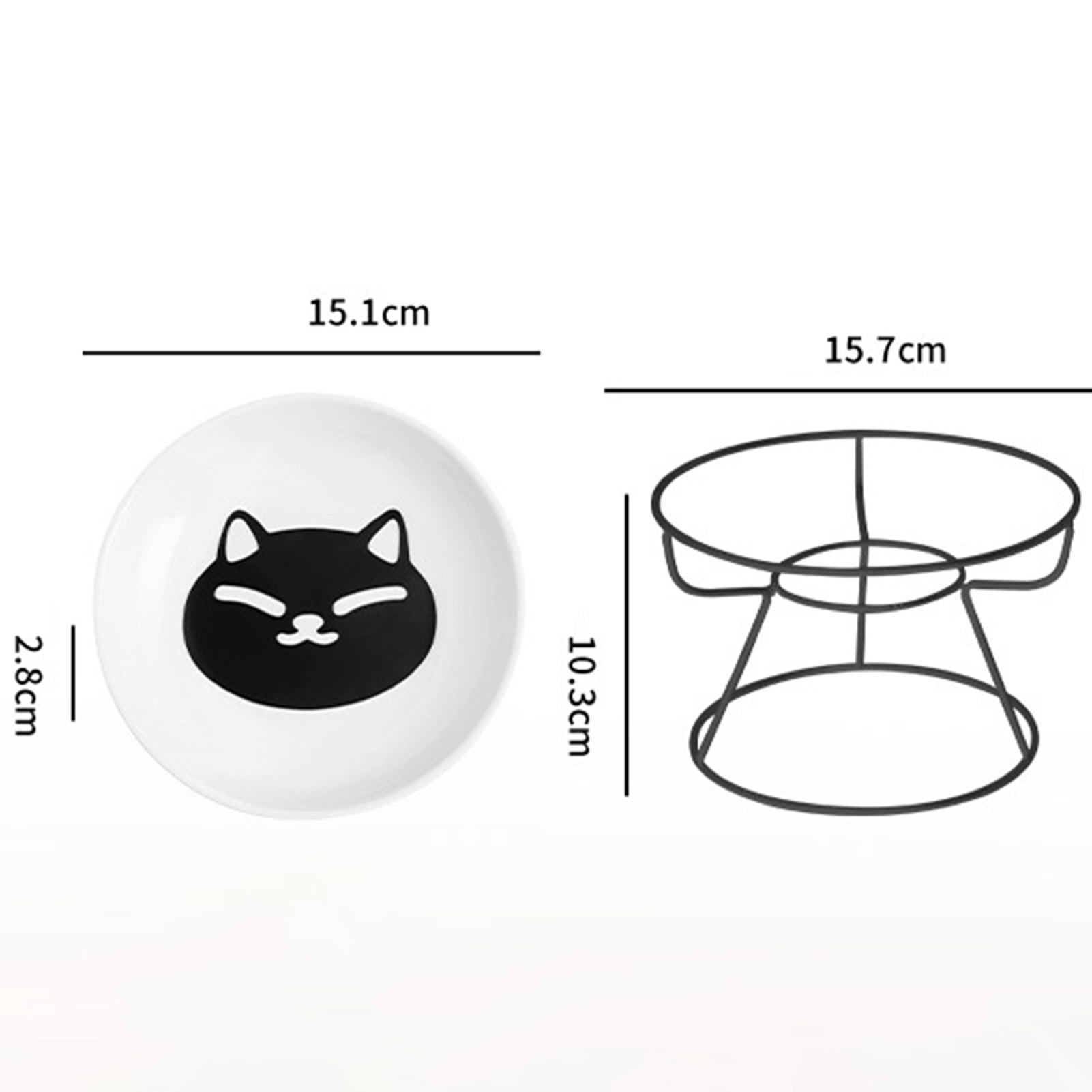 YIFAEUX Elevated Ceramic Cat Bowl Set Anti-Vomit Protect Cervical Vertebrae Indoor Cats Small Pets Colorful Patterns Pet Supplies