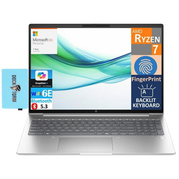HP ProBook 465 G11 Business Laptop 16.0in WUXGA Display (AMD Ryzen 7 7735U, 32GB DDR5, 2TB PCIe SSD, AMD Radeon, Backlit KB, Fingerprint, Win 11 Pro) w/Microsoft 365 Personal , DKZ USB Port Expander