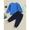 thumbnail image 4 of Bagilaanoe 2PCS Toddler Baby Boy Pants Set Cartoon Print Long Sleeve Sweatshirt Pullover Tops + Drawstring Sweatpants 6M 12M 18M 24M 3T Kids Casual Sweatsuits, 4 of 9