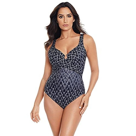 Miraclesuit Women s Swimwear Belle Epoque Criss Cross Escape Underwire Bra Tummy Control One Piece Swimsuit  Grey  10