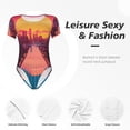thumbnail image 6 of Uemuo Neon Sunset Cyberpunk Cityscape Pattern Women's One Piece Short Sleeve Swimsuit Rash Guard Surfing Modest Quick-drying Swimsuit Beach Essentials-Medium, 6 of 9