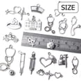 thumbnail image 5 of 100g  Antique Silver Medical Charms Crafts Supplies Alloy Hospital Charms Stethoscope Syringe Nurse Cap Hat Microscope Charm Pendants for Bracelet Necklace DIY Jewelry Making, 5 of 8