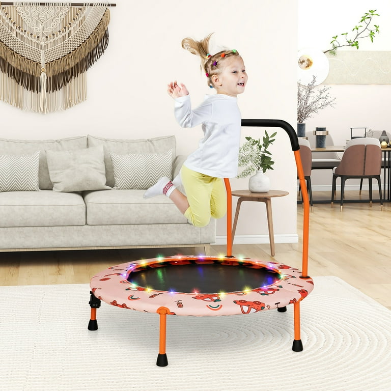 Gymax 36'' Mini Toddler Trampoline w/ LED Bluetooth Speaker