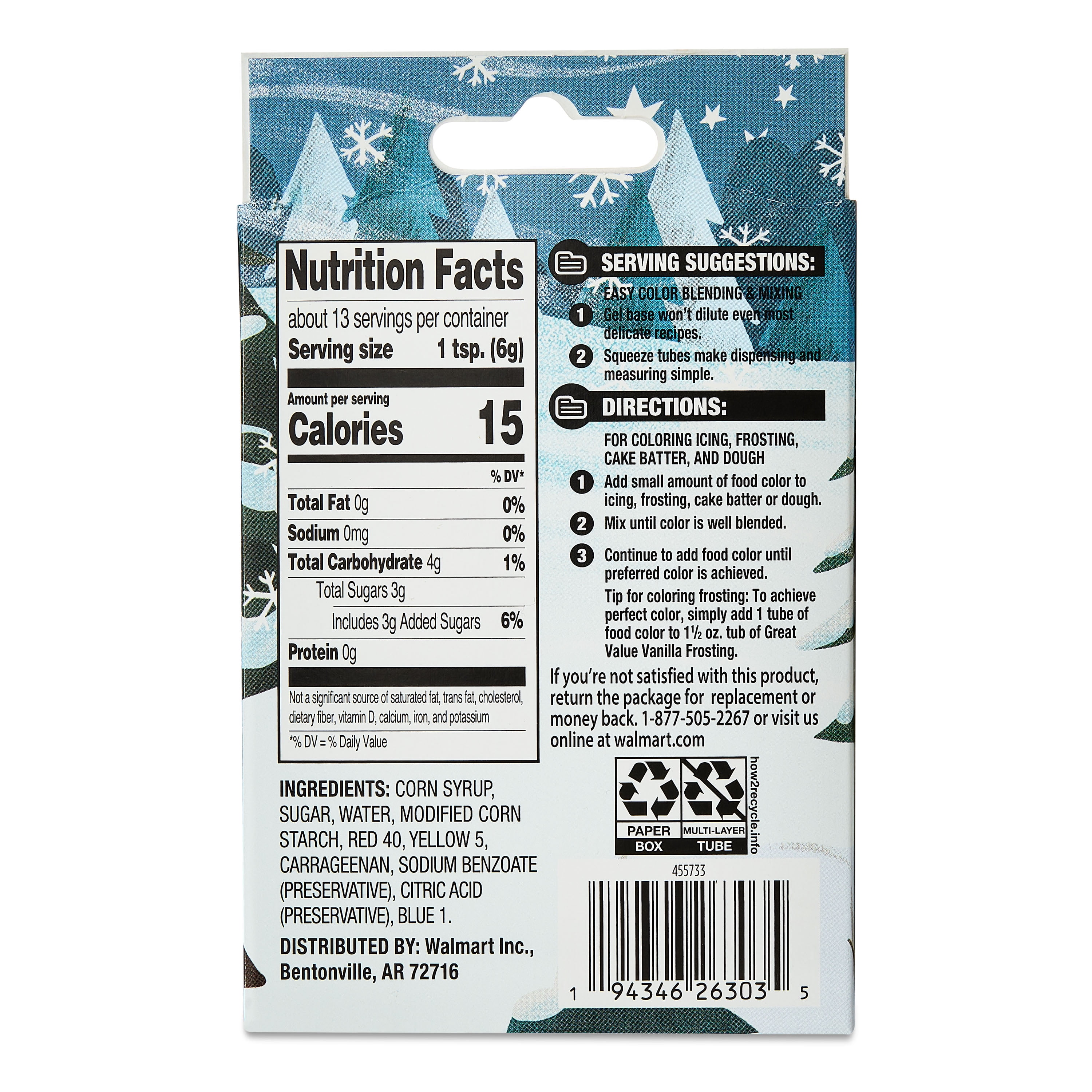 Great Value - Brandclub - Great Value Holiday Gel Food Color, 2.7