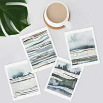 PixonSign Frameless Wall Art Blue Pastel Paint Stroke Landscapes Prints, Set of 4 Abstract Shapes Wall Decor Arts, Colorful Wall Décor, Adhesive Canvas Poster, Modern Home Artwork - 8"x10"