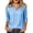 Sky Blue, variant on Women 3/4 Length Sleeve Shirts Lapel V Neck Solid Color Summer Tops Soft Cotton Casual Loose Fit T-Shirts (XL, Sky Blue)