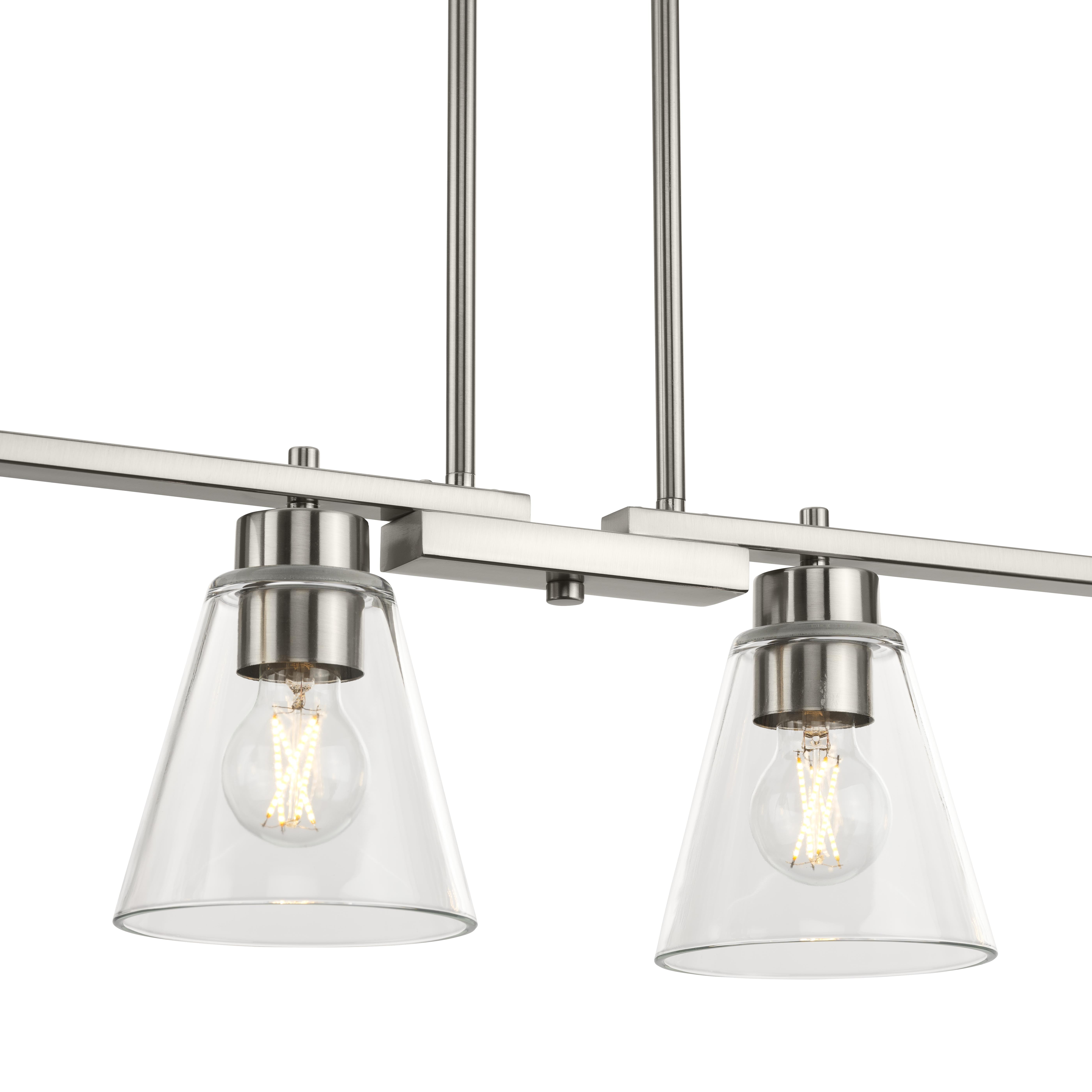 Better Homes & Gardens 4-Light Modern Brushed Nickel Linear Chandelier with Clear Glass