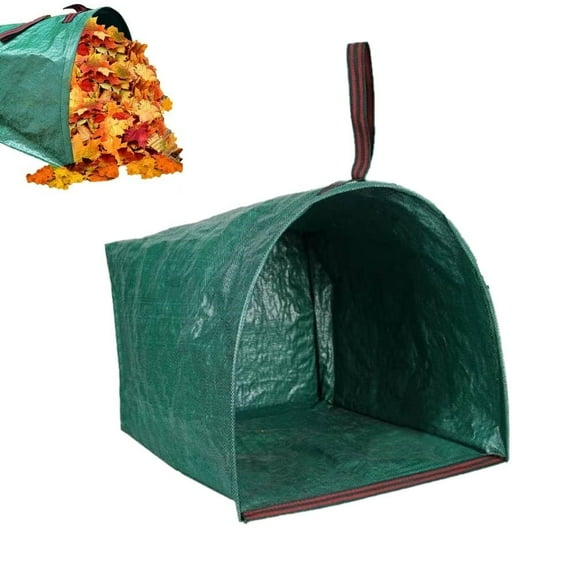 KANCOKIT 1 Pack 72 Gallons Leaf Bag, Reusable Yard Waste Bag with Handle, Heavy Duty Dustpan for Leaves Lawn Grass Clippings, Green