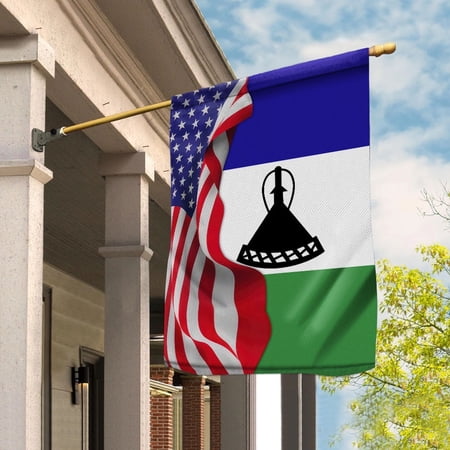 American Waving Show Basotho Lesotho Friendship Proud Root House Flag, Double-Sided Outdoor Yard Decor 29.5 x 39.5 Inch