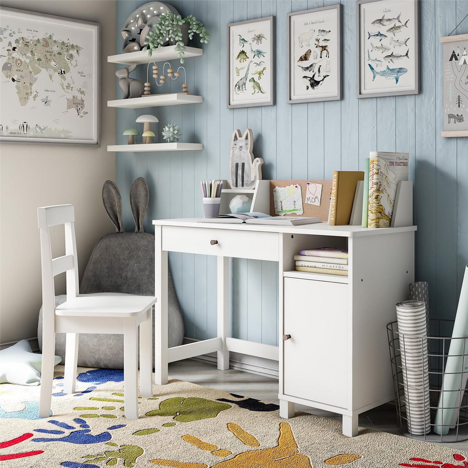 Ameriwood Home Abigail Bureau pour enfants avec chaise, blanc