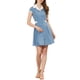 thumbnail image 2 of INSPIRE CHIC Vestido de Camisa de Mujer con Botones, Cuello Notch, Manga Corta, Cinturón, Vestidos de Trabajo XS Gris Azul, 2 of 6