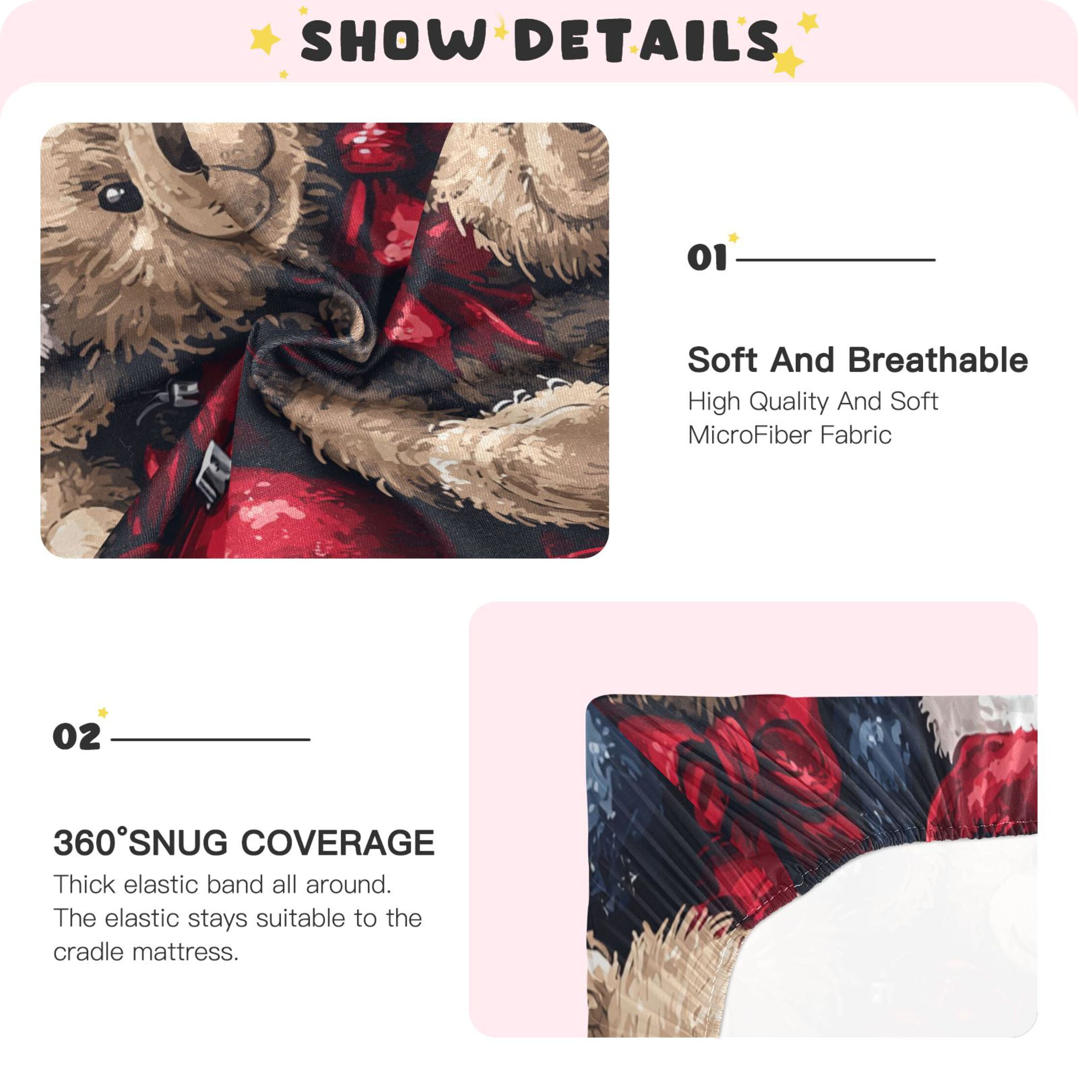 BZSMCE Ultra Soft Fitted Microfiber Crib Sheets for Newborn Baby Boys Girls Bears Christmas Ornaments Design Cute Pattern
