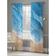 thumbnail image 3 of Blue Coastal Beach Sheer Curtains 108 Inch Length 2 Panels Set, Summer Nautical Ocean Beige Seaside Voile Window Treatment Semi Sheer Long Curtains Drapes for Bedroom/Living Room/Kitchen 52"x108"x2, 3 of 7