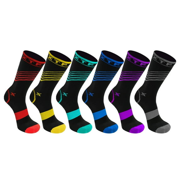 Extreme Fit Men's and Women's Soft Running Compression Socks, Black (6 Counts)