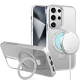 thumbnail image 2 of Designed for Samsung Galaxy S24 Magnetic Circle Kickstand with MagSafe Compatible Matte Skin Rugged Bumper Ring Holder Phone Case Cover [Clear], 2 of 8