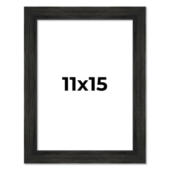 11x15 Black Rustic Wide Barnwood Picture Frame - UV Acrylic, Foam Board Backing, Hanging Hardware