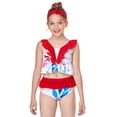 thumbnail image 4 of Bullpiano Kids Sunsuit Tank Top And Bottoms Ruffled Tankini Suit Floral Print Swimwear Bathing Suits Toddler Girls Swimsuits 2-12T, 4 of 5