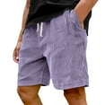 thumbnail image 5 of HKYNLAG Pacificozy Men's Shorts, Casual Corduroy Drawstring Elastic Waist, Summer Loose Fit Beach Shorts with Pockets Purple L, 5 of 6