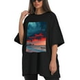 thumbnail image 4 of Plus Size Shirt for Women Black Tops for Women Short Sleeves Shirt for Women Sandy Shore 1 T Shirt Crewneck Shirt for Women XL, 4 of 5