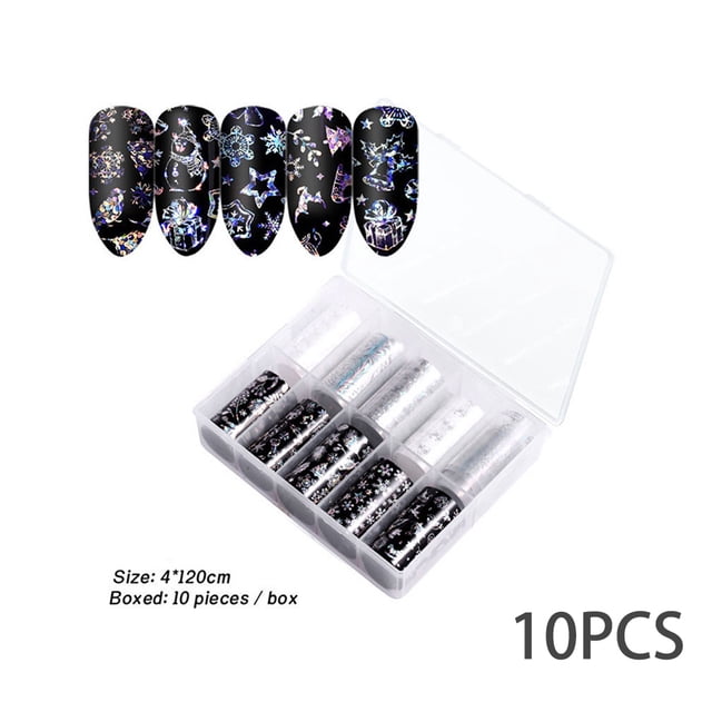 Pegatinas de uñas de Halloween y Navidad ANGGREK 10 piezas Adorno de manicura navideño