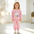 thumbnail image 2 of enyan Little Girls Fall Winter Outfit Size 1-8T Cotton Cute Print Long Sleeve Top and Pant Toddler Girl Clothes(Pink,7-8 Years), 2 of 6