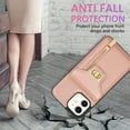 thumbnail image 5 of Dteck for Apple iPhone 12 Pro / 12 Zipper Pocket Case, Flip PU Leather Wallet Crossbody Shoulder Strap Lanyard Case with Credit Card Holder Women RFID Blocking Protective Purse Cover, rosegold, 5 of 7