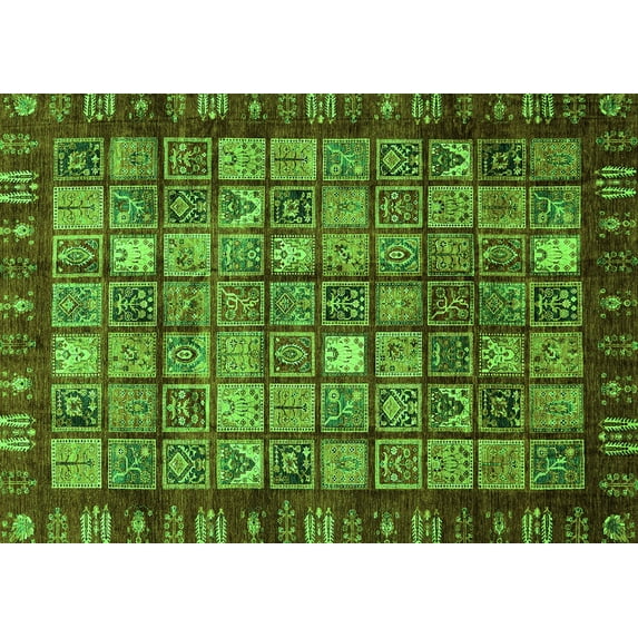 Ahgly Company Indoor Rectangle Abstract Green Modern Area Rugs, 8' x 12'